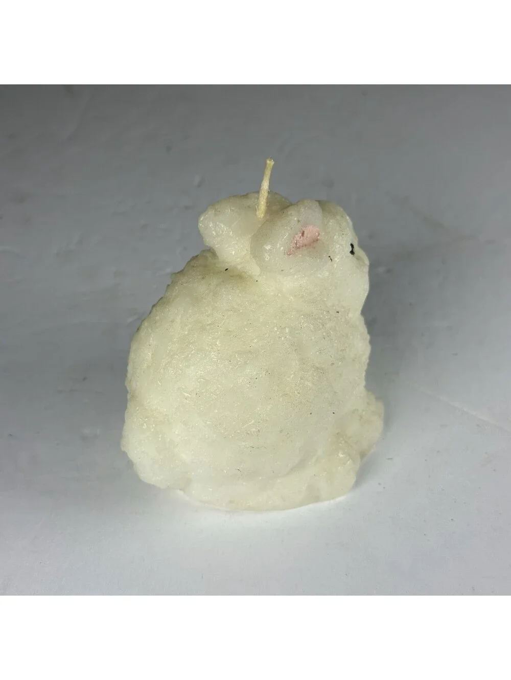 Vintage Style Easter Bunny Rabbit Figural Candle Blue Bow S-12